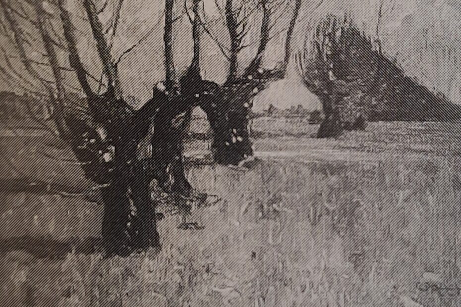 Landschaft mit Kopfweiden, um 1905