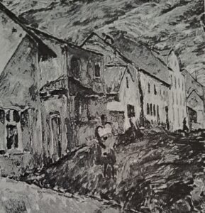 Dortfstraße mit Kindern, 1913 - 1914
