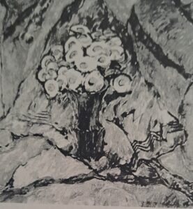 Blumen in roter Vase, 1913 - 1914