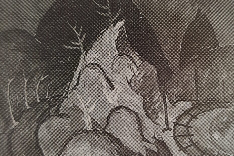 Berglandschaft mit Gleis und Straße, um 1923