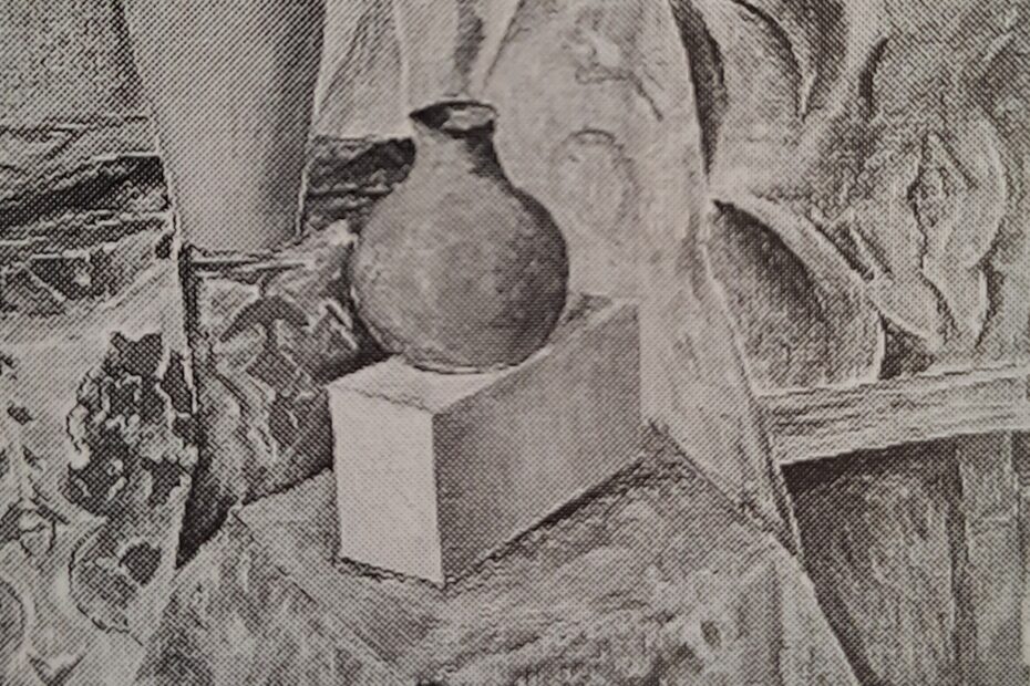 Zwei Vasen mit rotem Tisch, um 1923
