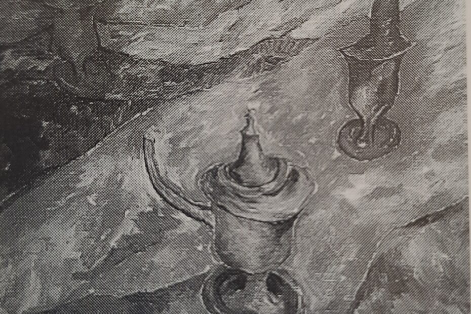Öllampe und zwei Gefäße, um 1925