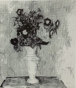 Biedermeierstrauß in weißer Vase, 1915