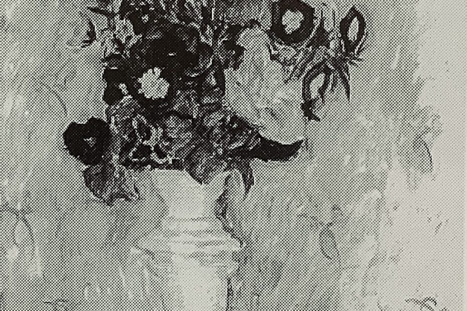 Biedermeierstrauß in weißer Vase, 1915