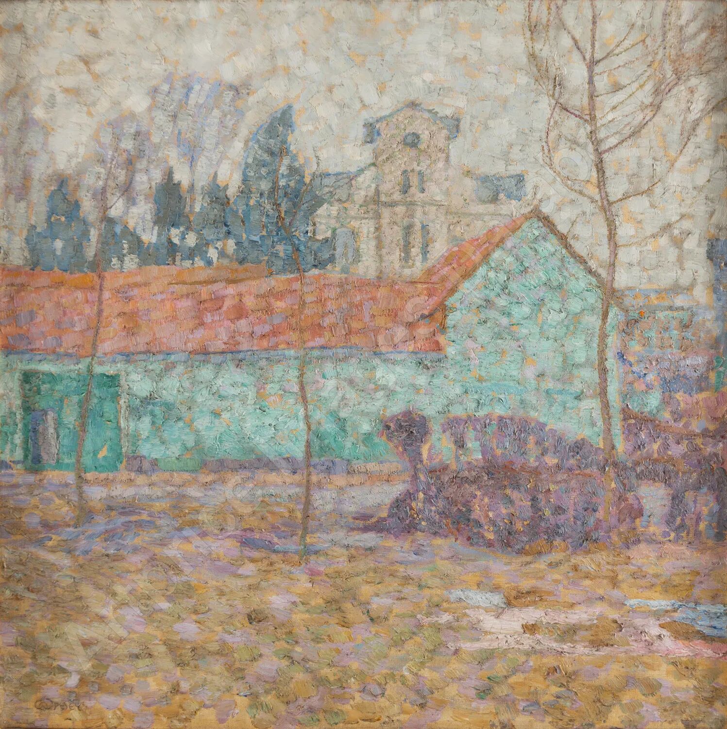 Landschaft mit Architektur im Hintergrund, um 1905